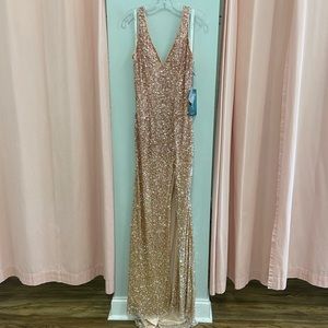 Mac Duggal Rosegold Ombré Sequin Gown